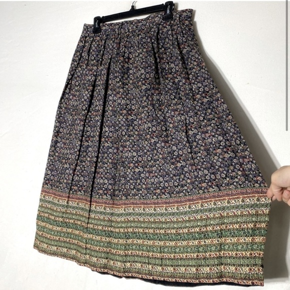 Vintage Handmade Ditsy Floral Midi Prairie Skirt M - Picture 2 of 12